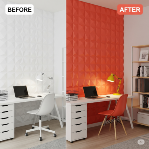 Quick Office Room Transformation with Peel and Stick 3D Foam Panels.