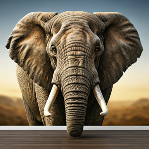 Realistic Elephant Mural 3D Wallpaper