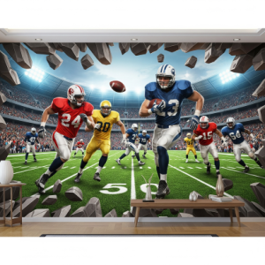 Rugby 3D Ball Wallpaper Mural.