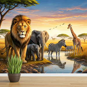 Savannah animals 3d wallpaper murals