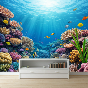 Serene Underwater Scene 3d wallpaper mural for a dental clinic