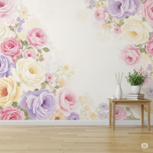 Shabby Chic Cottage - Soft, Pastel Rose Clusters