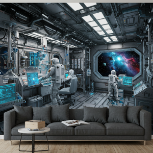 Space station interior 3d mural