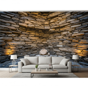 Stacked Stone Living Room Mural.