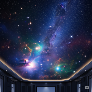 Starry Night Sky Home Theatre Ceiling Mural.