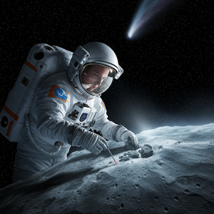 Studying a Comet Realistic Wallpaper Mural