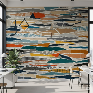 Textured and Layered Collage Indoor Corporate Wallpaper.