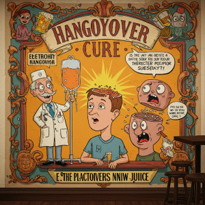 "The Hangover Cure" (Humorous) Bar Wallpaper Mural. A light-hearted take on remedies.
