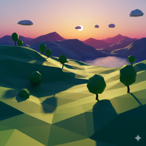 The Low-Poly Landscape Wallpaper Mural