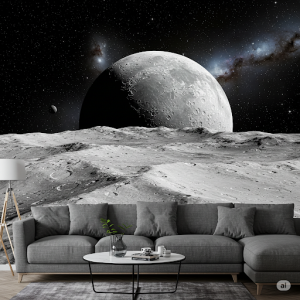 The Moon's Surface 3d Outer Space Wallpaper Mural.