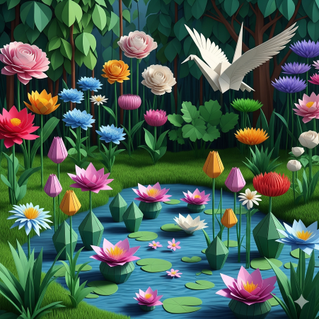 The Origami Garden Wallpaper Mural The Origami Garden Wallpaper Mural