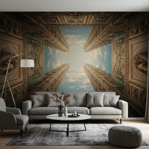 The spatial illusion living room wall mural
