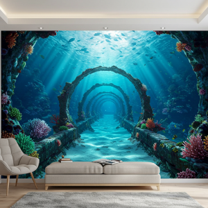 Underwater Tunnel 3d Wallpaper Mural