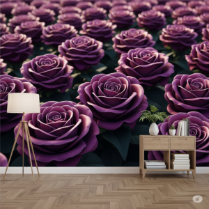 Velvet Bloom Immersion - Deep and Luxurious 3D Rose Wallpaper