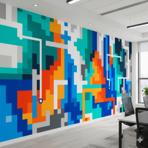 Vibrant Pixelation Tech Office Wallpaper
