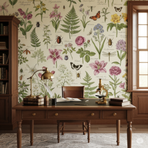 Vintage office Botanical wallpaper