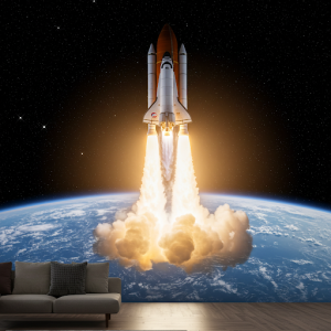 wallpaper mural of the rocket launch