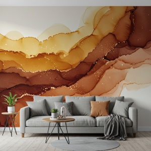 Watercolor Beer Wash Wallpaper for Walls. Flowing watercolours washes in beer-inspired colors.