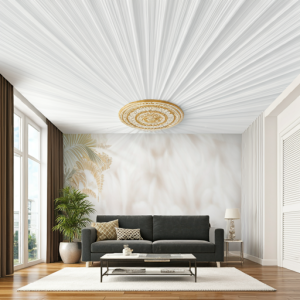 White and gold ceiling mural