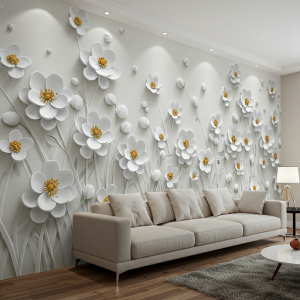 White flower 3D mural