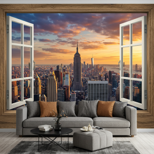 Window with a View 3D wallpaper mural.