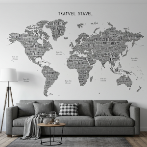 Map with Inspirational Quotes Overlay (Monochrome)