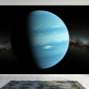 a 3D mural depicting the serene and mysterious beauty of Uranus