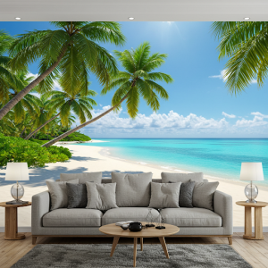 a tropical beach paradise 3d scenery wallpaper mural