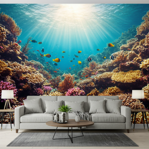 an underwater coral reef 3D wallpaper mural