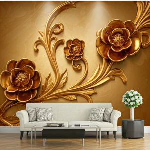 floral gold 3d wallpaper