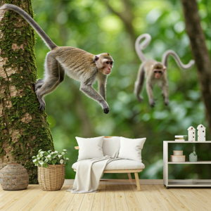 monkeys swinging through the trees 3d animal wallpaper for walls