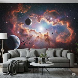 realistic 3D space wallpaper mural 