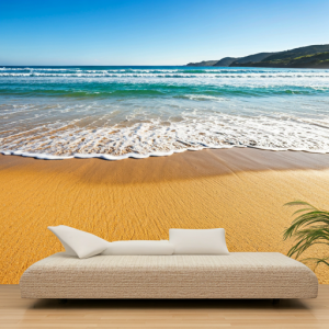 sandy beaches and gentle waves 3d wallpaper mural