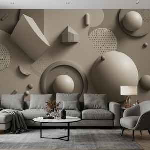 wallpaper mural with 3d geometric abstract print.