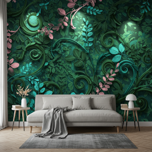 3D abstract foliage wallpaper mural
