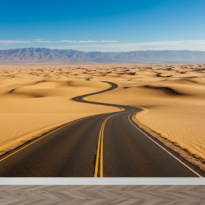 3D desert landscape with a winding road wallpaper mural