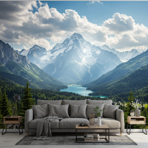 3D mountain panorama wallpaper mural