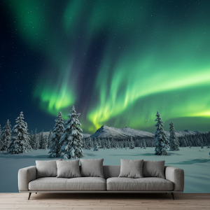 Aurora borealis nature 3D wallpaper mural
