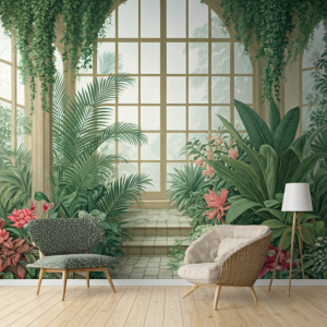 Botanical garden wallpaper for living room wall