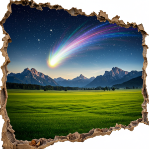 Celestial comet nature 3D wall art