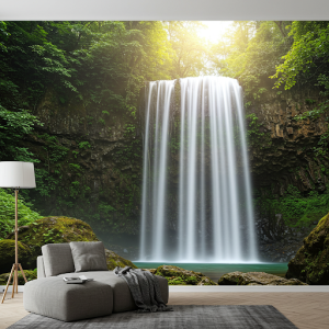 Depth effect waterfalls wallpaper for walls