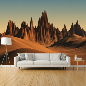 Desert ecosystem 3d desert mountains wallpaper mural