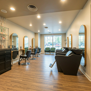 Hair salon interior design for accessibility to people with disabilities