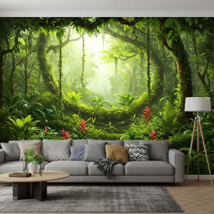Immersive foliage, 3d nature wallpaper mural