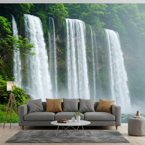 Misty waterfalls 3D wallpaper for walls
