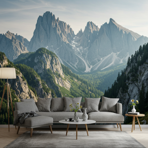 Realistic mountains wallpaper mural