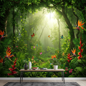 Three-dimensional colorful nature wallpaper mural