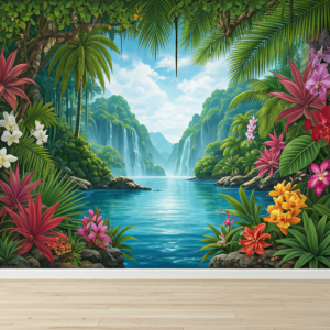 Tropical 3d nature wallpaper mural