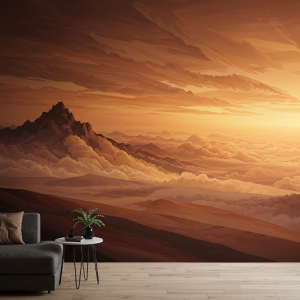 Volumetric abstract nature landscape mural