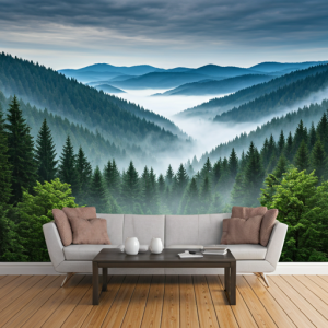 foggy landscape 3d nature wallpaper mural